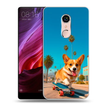 Силиконовый чехол на BQ Strike Selfie Max с принтом Корги на скейте