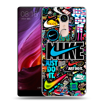 Силиконовый чехол на BQ Strike Selfie Max с принтом найк nike черный