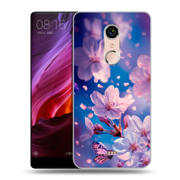 Силиконовый чехол на BQ Strike Selfie Max с принтом цветы бабочки