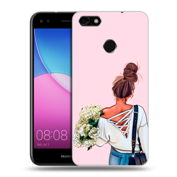 Силиконовый чехол на Huawei Nova Lite (2017) с принтом Девушка и букет Силиконовый чехол на Huawei Nova Lite (2017) с принтом Девушка и букет