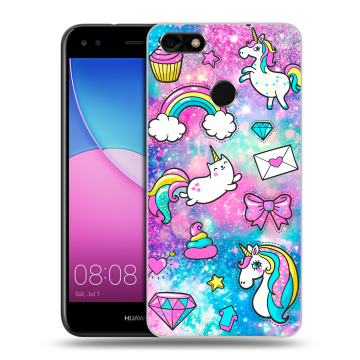 Силиконовый чехол на Huawei Nova Lite (2017) с принтом Единороги