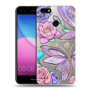 Силиконовый чехол на Huawei Nova Lite (2017) с принтом Бабочки и цветы