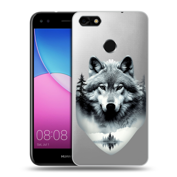 Силиконовый чехол на Huawei Nova Lite (2017) с принтом Волк в лесу