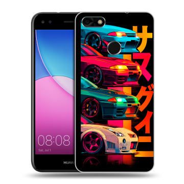 Силиконовый чехол на Huawei Nova Lite (2017) с принтом Гоночные машины