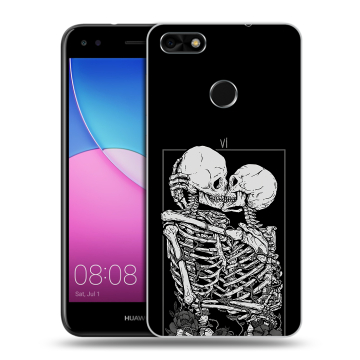 Силиконовый чехол на Huawei Nova Lite (2017) с принтом Поцелуй скелетов