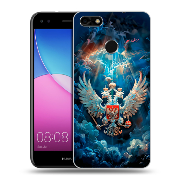 Силиконовый чехол на Huawei Nova Lite (2017) с принтом Герб флаг России