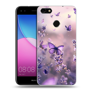Силиконовый чехол на Huawei Nova Lite (2017) с принтом бабочки и лаванда Силиконовый чехол на Huawei Nova Lite (2017) с принтом бабочки и лаванда