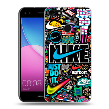 Силиконовый чехол на Huawei Nova Lite (2017) с принтом найк nike черный