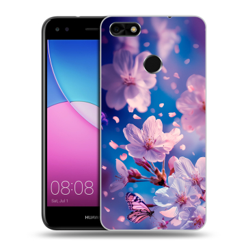 Силиконовый чехол на Huawei Nova Lite (2017) с принтом цветы бабочки
