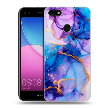 Силиконовый чехол на Huawei Nova Lite (2017) с принтом синий мрамор