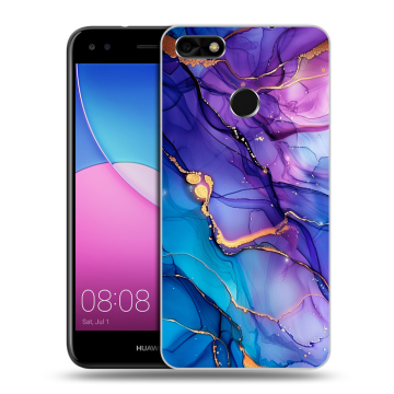 Силиконовый чехол на Huawei Nova Lite (2017) с принтом синий мрамор