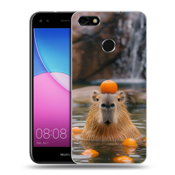 Силиконовый чехол на Huawei Nova Lite (2017) с принтом Капибара с апельсином Силиконовый чехол на Huawei Nova Lite (2017) с принтом Капибара с апельсином