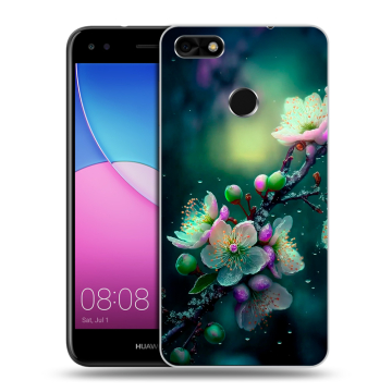 Силиконовый чехол на Huawei Nova Lite (2017) с принтом Цветы и мрамор