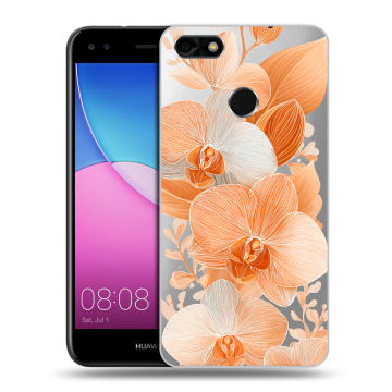 Силиконовый чехол на Huawei Nova Lite (2017) с принтом Бежевые цветы