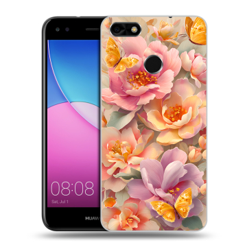 Силиконовый чехол на Huawei Nova Lite (2017) с принтом Цветы и бабочки