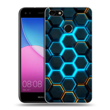 Силиконовый чехол на Huawei Nova Lite (2017) с принтом Неоновые соты