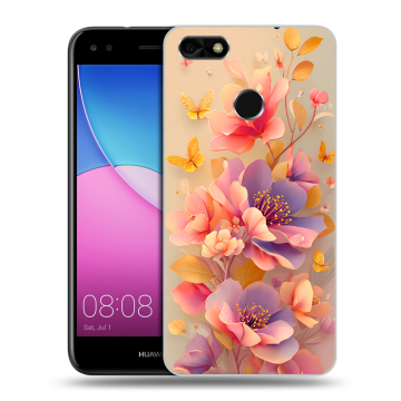 Силиконовый чехол на Huawei Nova Lite (2017) с принтом Цветы и бабочки