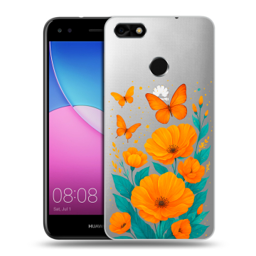 Силиконовый чехол на Huawei Nova Lite (2017) с принтом цветы бабочки