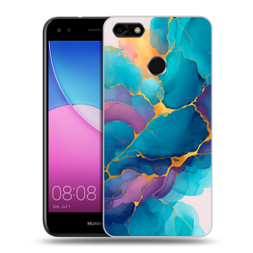 Силиконовый чехол на Huawei Nova Lite (2017) с принтом Мрамор блестки