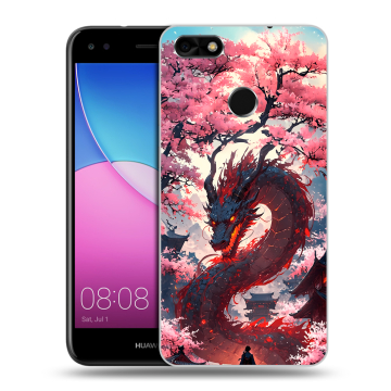 Силиконовый чехол на Huawei Nova Lite (2017) с принтом Дракон Японский