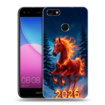 Силиконовый чехол на Huawei Nova Lite (2017) с принтом Новый год коня