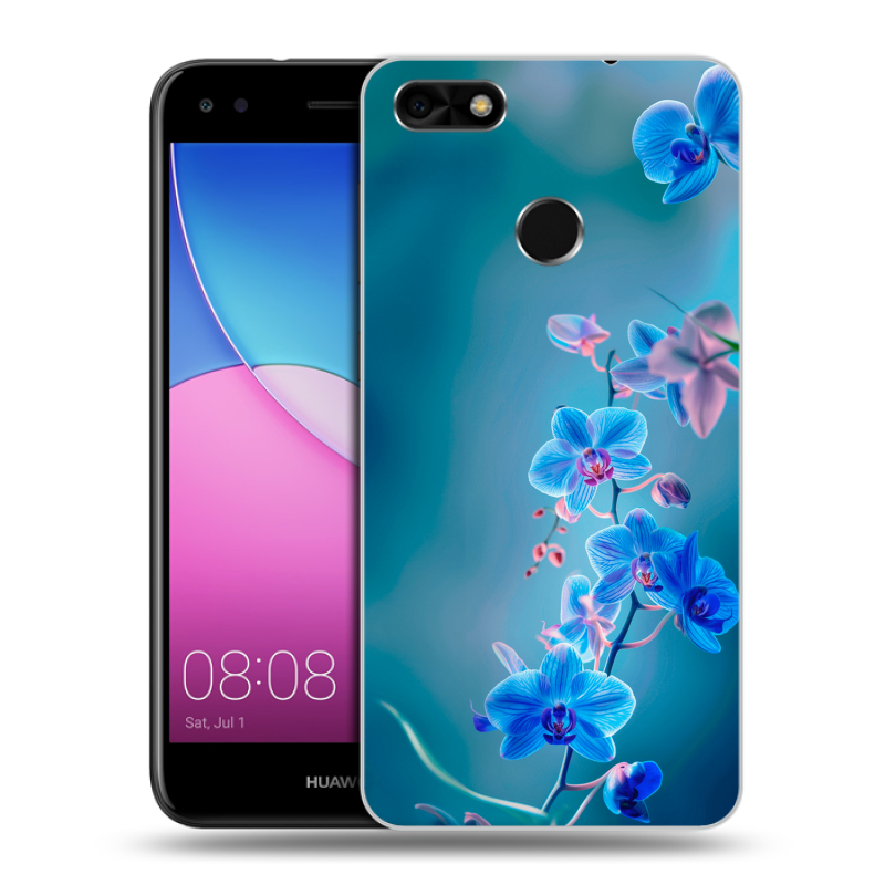 Силиконовый чехол на Huawei Nova Lite (2017) с принтом Голубые цветы Силиконовый чехол на Huawei Nova Lite (2017) с принтом Голубые цветы