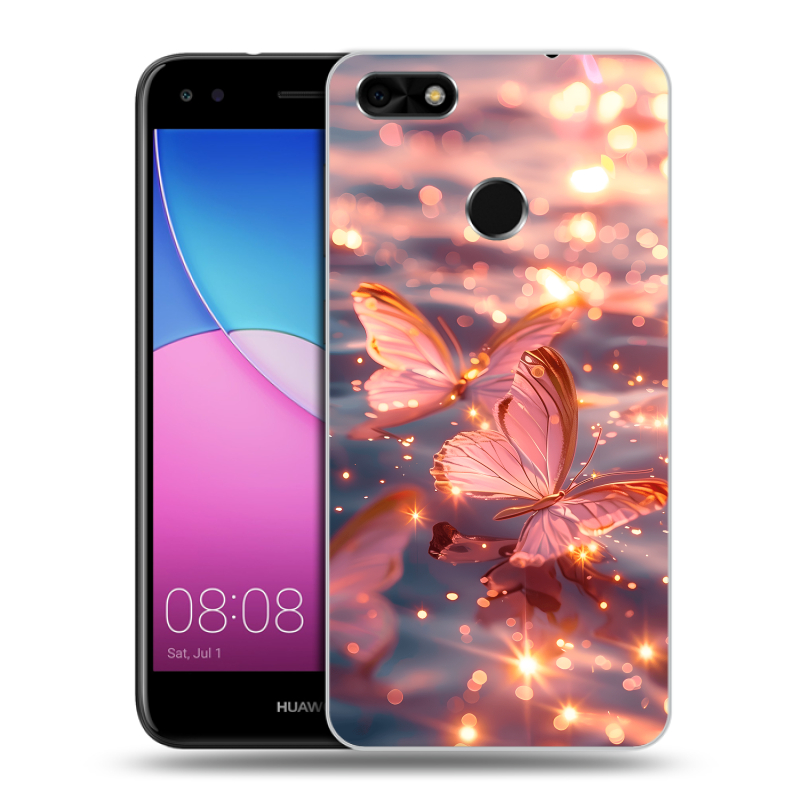 Силиконовый чехол на Huawei Nova Lite (2017) с принтом бабочки розовые Силиконовый чехол на Huawei Nova Lite (2017) с принтом бабочки розовые