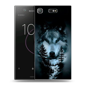 Пластиковый чехол на Sony Xperia XZ1 Compact с принтом Лесной волк Пластиковый чехол на Sony Xperia XZ1 Compact с принтом Лесной волк