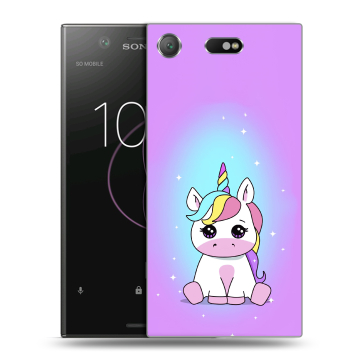 Пластиковый чехол на Sony Xperia XZ1 Compact с принтом Единорог Пластиковый чехол на Sony Xperia XZ1 Compact с принтом Единорог