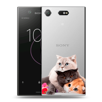 Пластиковый чехол на Sony Xperia XZ1 Compact с принтом Кошки Пластиковый чехол на Sony Xperia XZ1 Compact с принтом Кошки