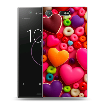 Пластиковый чехол на Sony Xperia XZ1 Compact с принтом Сердечки Пластиковый чехол на Sony Xperia XZ1 Compact с принтом Сердечки
