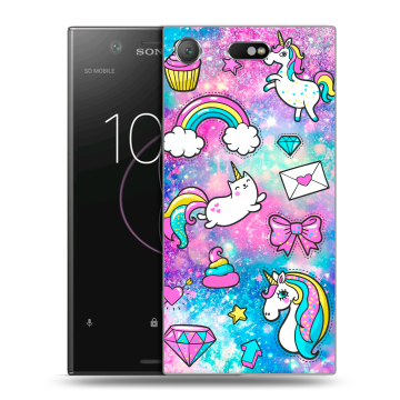 Пластиковый чехол на Sony Xperia XZ1 Compact с принтом Единороги Пластиковый чехол на Sony Xperia XZ1 Compact с принтом Единороги