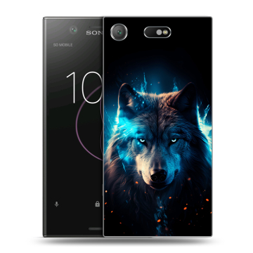 Пластиковый чехол на Sony Xperia XZ1 Compact с принтом Волк ночной Пластиковый чехол на Sony Xperia XZ1 Compact с принтом Волк ночной