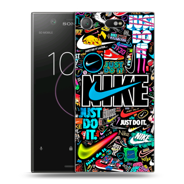 Пластиковый чехол на Sony Xperia XZ1 Compact с принтом найк nike черный