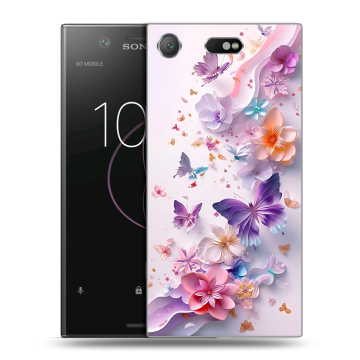 Пластиковый чехол на Sony Xperia XZ1 Compact с принтом цветы бабочки Пластиковый чехол на Sony Xperia XZ1 Compact с принтом цветы бабочки