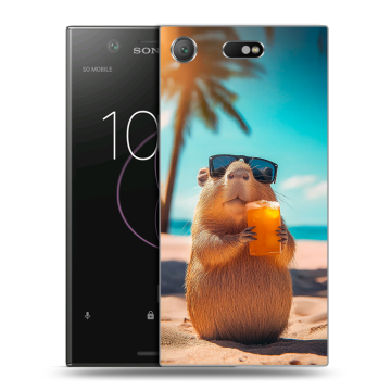 Пластиковый чехол на Sony Xperia XZ1 Compact с принтом Капибара Пластиковый чехол на Sony Xperia XZ1 Compact с принтом Капибара