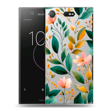 Пластиковый чехол на Sony Xperia XZ1 Compact с принтом Цветы паттерн Пластиковый чехол на Sony Xperia XZ1 Compact с принтом Цветы паттерн