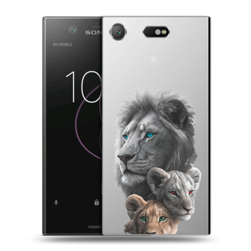 Пластиковый чехол на Sony Xperia XZ1 Compact с принтом Львы Пластиковый чехол на Sony Xperia XZ1 Compact с принтом Львы