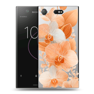 Пластиковый чехол на Sony Xperia XZ1 Compact с принтом Бежевые цветы Пластиковый чехол на Sony Xperia XZ1 Compact с принтом Бежевые цветы