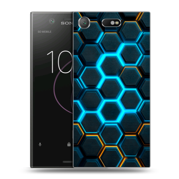 Пластиковый чехол на Sony Xperia XZ1 Compact с принтом Неоновые соты Пластиковый чехол на Sony Xperia XZ1 Compact с принтом Неоновые соты