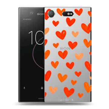 Пластиковый чехол на Sony Xperia XZ1 Compact с принтом Сердечки Пластиковый чехол на Sony Xperia XZ1 Compact с принтом Сердечки
