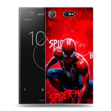 Пластиковый чехол на Sony Xperia XZ1 Compact с принтом Spiderman Человек паук