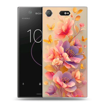 Пластиковый чехол на Sony Xperia XZ1 Compact с принтом Цветы и бабочки Пластиковый чехол на Sony Xperia XZ1 Compact с принтом Цветы и бабочки