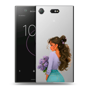 Пластиковый чехол на Sony Xperia XZ1 Compact с принтом девушка цветы Пластиковый чехол на Sony Xperia XZ1 Compact с принтом девушка цветы
