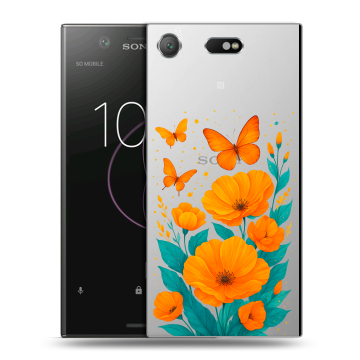Пластиковый чехол на Sony Xperia XZ1 Compact с принтом цветы бабочки Пластиковый чехол на Sony Xperia XZ1 Compact с принтом цветы бабочки