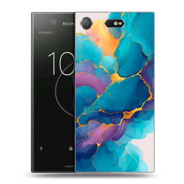 Пластиковый чехол на Sony Xperia XZ1 Compact с принтом Мрамор блестки Пластиковый чехол на Sony Xperia XZ1 Compact с принтом Мрамор блестки