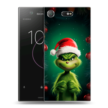 Пластиковый чехол на Sony Xperia XZ1 Compact с принтом Гринч Новый год Рождество