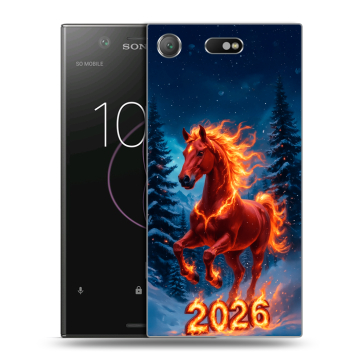 Пластиковый чехол на Sony Xperia XZ1 Compact с принтом Новый год коня