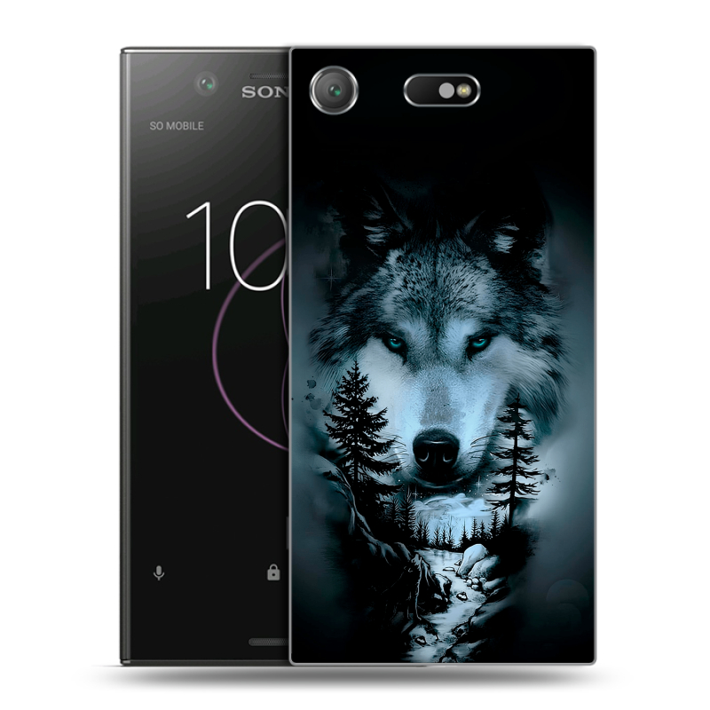 Пластиковый чехол на Sony Xperia XZ1 Compact с принтом Лесной волк Пластиковый чехол на Sony Xperia XZ1 Compact с принтом Лесной волк