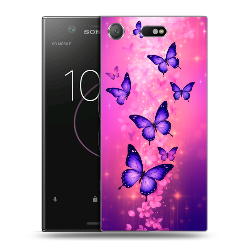 Пластиковый чехол на Sony Xperia XZ1 Compact с принтом Бабочки Пластиковый чехол на Sony Xperia XZ1 Compact с принтом Бабочки
